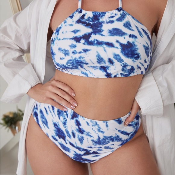 2/$15   Plus Tie Dye Halter Bikini Set - Picture 3 of 9